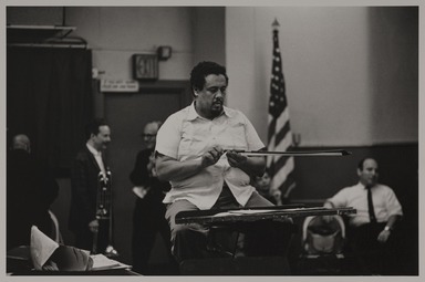 Milt Hinton (born Vicksburg Mississippi, active Chicago, IL, 1910–2000). <em>Eddie Bert, uk, Charles Mingus and George Wein, rehearsal, N.Y.C.</em>, 1963. Gelatin silver print, 11 × 14 in. (27.9 × 35.6 cm). Brooklyn Museum, Gift of David Berger and Holly Maxson, 2023.80.4 (Photo: Brooklyn Museum, 2023.80.4_PS20.jpg)