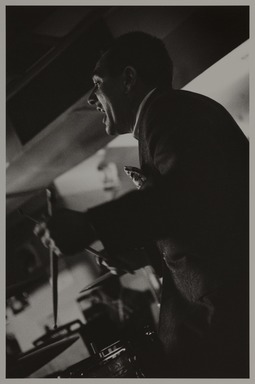 Milt Hinton (born Vicksburg Mississippi, active Chicago, IL, 1910–2000). <em>Gene Krupa, performance, Macy’s Record Store Promotional, N.Y.C.</em>, ca. 1955. Gelatin silver print, 11 × 14 in. (27.9 × 35.6 cm). Brooklyn Museum, Gift of David Berger and Holly Maxson, 2023.80.6 (Photo: Brooklyn Museum, 2023.80.6_PS20.jpg)