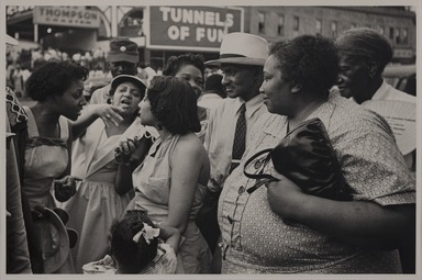 Robert Frank (American, born Switzerland, 1924–2019). <em>Coney Island</em>, ca. 1947–1951. Gelatin silver print, image: 8 3/4 × 13 7/16 in. (22.2 × 34.1 cm). Brooklyn Museum, Gift of The June Leaf and Robert Frank Foundation, in honor of the Brooklyn Museum’s 200th Anniversary, 2024.28.3. © artist or artist's estate (Photo: Brooklyn Museum, 2024.28.3_PS20.jpg)