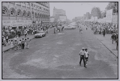 Robert Frank (American, born Switzerland, 1924–2019). <em>Coney Island, 4th of July</em>, 1958. Gelatin silver print, image: 8 3/4 × 13 1/8 in. (22.2 × 33.3 cm). Brooklyn Museum, Gift of The June Leaf and Robert Frank Foundation, in honor of the Brooklyn Museum’s 200th Anniversary, 2024.28.5. © artist or artist's estate (Photo: Brooklyn Museum, 2024.28.5_PS20.jpg)