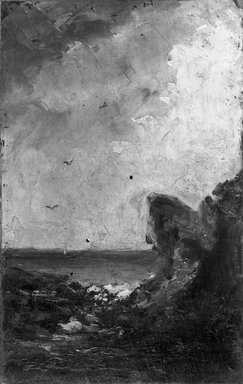Gustave Courbet (French, 1819-1877). <em>Marine</em>. Oil, 9 x 6 in.  (22.9 x 15.2 cm). Brooklyn Museum, Bequest of William H. Herriman, 21.109 (Photo: Brooklyn Museum, 21.109_acetate_bw.jpg)