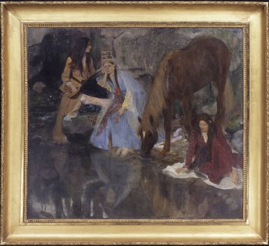 Edgar Degas (French, 1834-1917). <em>Portrait of Mlle Fiocre in the Ballet "La Source" (Portrait de Mlle...E[ugénie] F[iocre]: à propos du ballet "La Source")</em>, ca. 1867-1868. Oil on canvas, 51 1/2 x 57 1/8 in., 166 lb. (130.8 x 145.1 cm, 75.3kg). Brooklyn Museum, Gift of James H. Post, A. Augustus Healy, and John T. Underwood, 21.111 (Photo: Brooklyn Museum, 21.111_framed_SL4.jpg)
