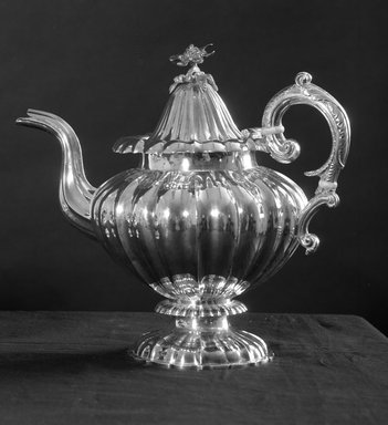 American. <em>Urn-shaped Teapot</em>, 19th century. Silver, 10 1/4 x 4 11/16 in. (26 x 11.9 cm). Brooklyn Museum, Bequest of Samuel E. Haslett, 21.246.1. Creative Commons-BY (Photo: Brooklyn Museum, 21.246.1_acetate_bw.jpg)