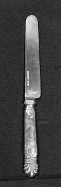 Baldwin Gardiner (working 1814-1847). <em>Dessert Knife</em>, ca. 1830. Silver, length: 8 in. (20.3 cm). Brooklyn Museum, Bequest of Samuel E. Haslett
, 21.256.1. Creative Commons-BY (Photo: , 21.256.1_acetate_bw.jpg)