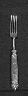 Baldwin Gardiner (working 1814-1847). <em>Dessert Fork</em>, ca. 1830. Silver, Length: 7 3/16 in. (18.3 cm). Brooklyn Museum, Bequest of Samuel E. Haslett, 21.256.4. Creative Commons-BY (Photo: Brooklyn Museum, 21.256.3_acetate_bw.jpg)