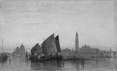 Italian. <em>View of Venice</em>. Oil on paperboard, 8 3/4 x 14 1/8in. (22.2 x 35.9cm). Brooklyn Museum, Bequest of William H. Herriman, 21.453 (Photo: Brooklyn Museum, 21.453_cropped_bw.jpg)