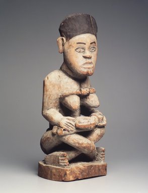 Yombe. <em>Mother and Child Figure</em>, late 19th or early 20th century. Wood, pigment, 21 1/2 x 8 x 8 1/2in. (54.6 x 20.3 x 21.6cm). Brooklyn Museum, Museum Expedition 1922, Robert B. Woodward Memorial Fund, 22.1139. Creative Commons-BY (Photo: Brooklyn Museum, 22.1139_transp6186.jpg)