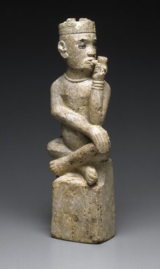 Kongo (Boma subgroup). <em>Grave Marker (Tumba)</em>, 19th century. Steatite, pigment, 23 x 6 x 6 in. (58.4 x 15.2 x 15.2 cm). Brooklyn Museum, Museum Expedition 1922, Robert B. Woodward Memorial Fund, 22.1203. Creative Commons-BY (Photo: Brooklyn Museum, 22.1203_edited_version_SL1.jpg)