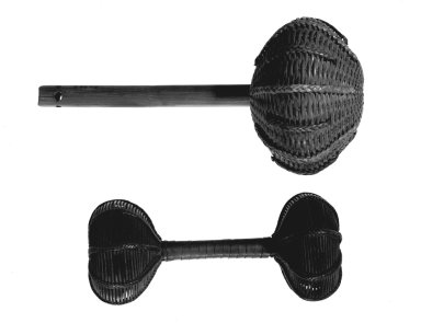 Mbuti Pygmy. <em>Rattle with Handle</em>, early 20th century. Straw, wood, 11 3/4 x 5 3/4 in. (30.0 x 14.5 cm). Brooklyn Museum, Museum Expedition 1931, Robert B. Woodward Memorial Fund, 31.1916. Creative Commons-BY (Photo: , 22.1307_31.1916_bw.jpg)