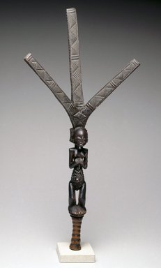 Possibly Luba. <em>Bow Stand</em>, 19th century. Wood, 29 1/4 x 13 1/4 x 5 1/2 in. (74.3 x 33.7 x 14 cm). Brooklyn Museum, Museum Expedition 1922, Robert B. Woodward Memorial Fund, 22.1345. Creative Commons-BY (Photo: Brooklyn Museum, 22.1345_SL1_edited_version.jpg)
