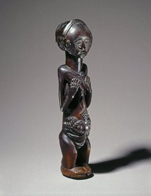 Luba. <em>Staff Finial</em>, 19th century. Wood, 10 x 2 1/4 x 2 1/8 in. (25.4 x 5.7 x 5.4 cm). Brooklyn Museum, Museum Expedition 1922, Robert B. Woodward Memorial Fund, 22.1452. Creative Commons-BY (Photo: Brooklyn Museum, 22.1452_SL1.jpg)