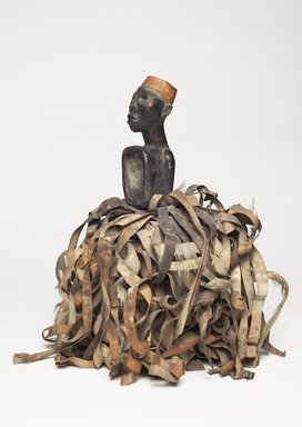 Kongo. <em>Male Figure with Strips of Hide (Nkisi)</em>, 19th century. Wood, hide, glass mirror, resin, textile, and metal, 16 1/2 × 14 1/2 × 13 1/2 in. (41.9 × 36.8 × 34.3 cm). Brooklyn Museum, Museum Expedition 1922, Robert B. Woodward Memorial Fund, 22.1455. Creative Commons-BY (Photo: , 22.1455_threequarter_PS11.jpg)