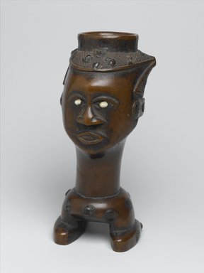 Kuba (Lele subgroup). <em>Figurative Cup (Mbwoongntey)</em>, early 20th century. Wood, shell, 7 5/16 x 3 3/8 x 3 15/16 in. (18.6 x 8.5 x 10 cm). Brooklyn Museum, Museum Expedition 1922, Robert B. Woodward Memorial Fund, 22.1484. Creative Commons-BY (Photo: Brooklyn Museum, 22.1484_PS2.jpg)