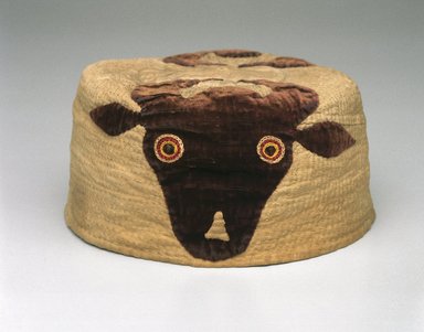 Fon. <em>Cap, from 3 Piece Royal or Noble Costume</em>, late 19th century. Cotton, silk, Cap: 3 1/8 x 6 11/16 x 6 11/16 in. (7.9 x 17 x 17 cm). Brooklyn Museum, Museum Expedition 1922, Robert B. Woodward Memorial Fund, 22.1501. Creative Commons-BY (Photo: Brooklyn Museum, 22.1501_edited_version_SL1.jpg)