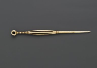 Mangbetu. <em>Hairpin</em>, late 19th or early 20th century. Ivory, 7 1/16 x 3/8 in. (18 x 1 cm). Brooklyn Museum, Museum Expedition 1922, Robert B. Woodward Memorial Fund, 22.1605. Creative Commons-BY (Photo: Brooklyn Museum, 22.1605_PS6.jpg)