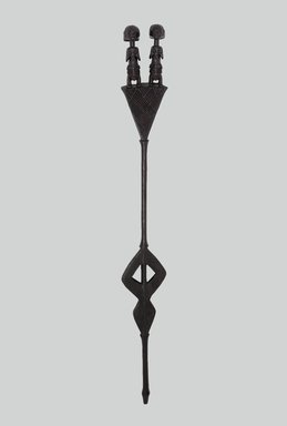 Luba. <em>Ceremonial Staff (Kibango)</em>, 19th century. Wood, iron, organic materials, 46 3/4 x 5 1/2 x 2 in. (118.7 x 14 x 5.1 cm). Brooklyn Museum, Museum Expedition 1922, Robert B. Woodward Memorial Fund, 22.193. Creative Commons-BY (Photo: Brooklyn Museum, 22.193_PS1.jpg)