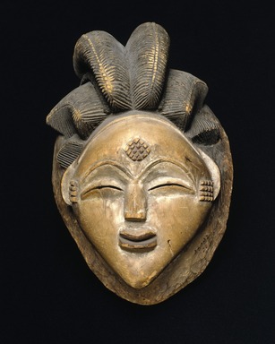 Punu. <em>Mask for the Okuyi Society (Mukudj)</em>, late 19th century. Wood, pigment, 9 7/8 x 7 x 6in. (25.1 x 17.8 x 15.2cm). Brooklyn Museum, Museum Expedition 1922, Robert B. Woodward Memorial Fund, 22.225. Creative Commons-BY (Photo: Brooklyn Museum, 22.225_SL1_edited_version.jpg)