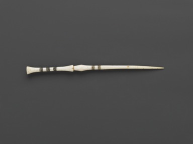 Mangbetu. <em>Hair Ornament</em>, late 19th or early 20th century. Ivory, pigment, 5 3/8 in. (13.7 cm). Brooklyn Museum, Museum Expedition 1922, Robert B. Woodward Memorial Fund, 22.705. Creative Commons-BY (Photo: Brooklyn Museum, 22.705_PS6.jpg)