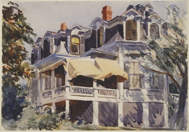 Edward Hopper (American, 1882-1967). <em>The Mansard Roof</em>, 1923. Watercolor over graphite on paper, 13 7/8 x 20 in. (35.2 x 50.8 cm). Brooklyn Museum, Museum Collection Fund, 23.100. © artist or artist's estate (Photo: Brooklyn Museum, 23.100_SL3.jpg)