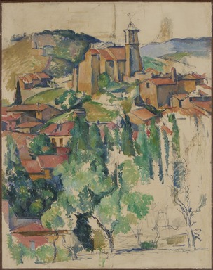 Paul Cézanne (French, 1839-1906). <em>The Village of Gardanne (Le Village de Gardanne)</em>, 1885-1886. Oil and conté crayon on canvas, 36 1/4 x 28 13/16 in. (92.1 x 73.2 cm). Brooklyn Museum, Ella C. Woodward Memorial Fund and Alfred T. White Fund, 23.105 (Photo: Brooklyn Museum, 23.105_PS11.jpg)