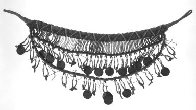  <em>Woman's Headdress</em>. Glass beads, imitation coins, coral Brooklyn Museum, 23.284. Creative Commons-BY (Photo: Brooklyn Museum, 23.284_bw.jpg)
