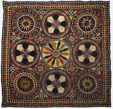 <em>Tent Square</em>, ca. 1870. Wool flannel, appliquéd, 54 x 54 in. (137.2 x 137.2 cm). Brooklyn Museum, Gift of Mrs. Joseph B. Whitney, 23.286. Creative Commons-BY (Photo: Brooklyn Museum, 23.286_PS11.jpg)