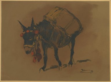 Henri Deluermoz (French, 1876–1943). <em>Ane Provencal (The Donkey)</em>. Watercolor, 9 13/16 x 13 1/4 in.  (24.9 x 33.7 cm). Brooklyn Museum, Museum Collection Fund, 23.83 (Photo: Brooklyn Museum, 23.83_PS2.jpg)