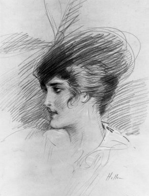 Paul-César Helleu (French, 1859-1927). <em>Parisienne</em>. Watercolor Brooklyn Museum, Museum Collection Fund, 23.95 (Photo: Brooklyn Museum, 23.95_acetate_bw.jpg)