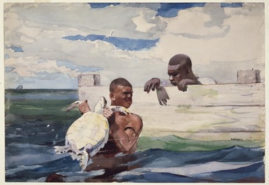 Winslow Homer (American, 1836-1910). <em>The Turtle Pound</em>, 1898. Translucent and opaque watercolor over graphite on wove paper, 14 15/16 x 21 3/8 in. (38.0 x 54.2 cm). Brooklyn Museum, Sustaining Membership Fund, Alfred T. White Memorial Fund, and A. Augustus Healy Fund, 23.98 (Photo: Brooklyn Museum, 23.98_SL3.jpg)
