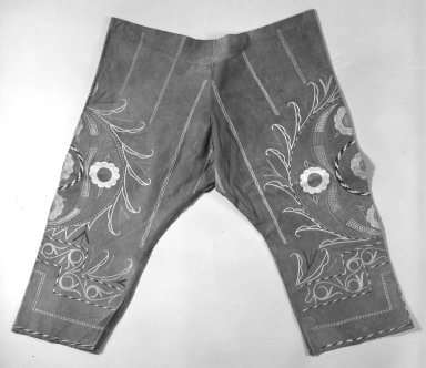  <em>Trousers, embroidered</em>. Leather Brooklyn Museum, Brooklyn Museum Collection, 24.154. Creative Commons-BY (Photo: Brooklyn Museum, 24.154_bw.jpg)