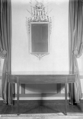 American. <em>Mirror</em>, ca. 1800. Gilt wood, 57 1/2 x 24 in. (146.1 x 61 cm). Brooklyn Museum, 16.516. Creative Commons-BY (Photo: , 24.290_16.516_glass_bw.jpg)