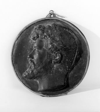 Olin Levi Warner (American, 1844–1896). <em>"Friend Fenton,"</em> 1878. Bronze, 7 x 7 1/16 x 1 in. (17.8 x 17.9 x 2.5 cm). Brooklyn Museum, Museum Collection Fund, 24.557. Creative Commons-BY (Photo: Brooklyn Museum, 24.557_bw.jpg)