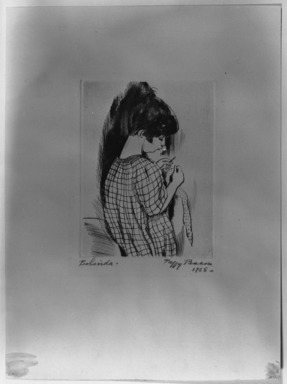 Peggy Bacon (American, 1895-1987). <em>Belinda</em>, 1925. Drypoint on cream-colored wove paper, Plate: 3 15/16 x 2 15/16 in. (10 x 7.5 cm). Brooklyn Museum, 25.172. © artist or artist's estate (Photo: Brooklyn Museum, 25.172_acetate_bw.jpg)