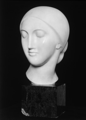 Elie Nadelman (American, 1882–1946). <em>La Mysterieuse</em>, ca. 1910. Marble, Head only: 13 3/8 x 9 x 10 1/2 in., 43 lb. (34 x 22.9 x 26.7 cm, 19.5kg). Brooklyn Museum, Robert B. Woodward Memorial Fund, 25.813. Creative Commons-BY (Photo: Brooklyn Museum, 25.813_bw.jpg)