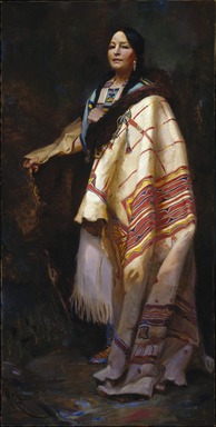 Harry C. Edwards (American, 1868-1922). <em>Handsome Morning -- A Dakota</em>, 1921. Oil on canvas, frame: 81 9/16 x 45 9/16 x 4 1/8 in. (207.2 x 115.7 x 10.5 cm). Brooklyn Museum, Gift of the Estate of Grace C. Edwards, 26.149 (Photo: Brooklyn Museum, 26.149_SL1.jpg)