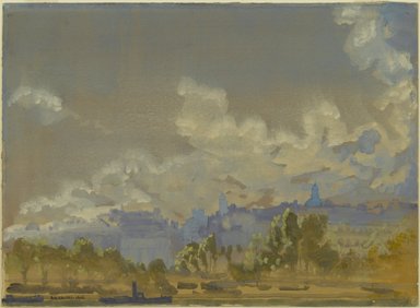 Arthur B. Davies (American, 1862-1928). <em>From the Quai d' Orleans</em>, 1925. Opaque watercolor and colored pencil on beige, moderately thick, moderately textured wove paper, 11 1/16 x 15 in. (28.1 x 38.1 cm). Brooklyn Museum, Gift of Arthur B. Davies, 26.409. © artist or artist's estate (Photo: Brooklyn Museum, 26.409_PS2.jpg)