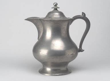 Roswell Gleason. <em>Coffee Pot</em>, ca. 1830. Pewter, 10 7/8 x 10 x 7 1/8 in. (27.6 x 25.4 x 18.1 cm). Brooklyn Museum, Gift of Mrs. Samuel Doughty, 27.532. Creative Commons-BY (Photo: Brooklyn Museum, 27.532.jpg)