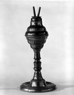 Capen and Molineux. <em>Lamp</em>, 1848–1854. Pewter, 10 5/8 x 4 7/8 x 4 7/8 in. (27 x 12.4 x 12.4 cm). Brooklyn Museum, Gift of Mrs. Samuel Doughty, 27.570. Creative Commons-BY (Photo: Brooklyn Museum, 27.570_bw.jpg)