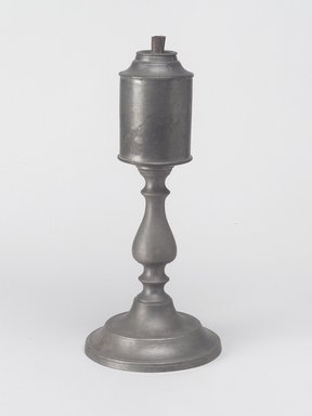 Smith & Co.. <em>Lamp</em>, ca. 1847–1849. Pewter, 8 1/2 x 3 3/4 x 3 3/4 in. (21.6 x 9.5 x 9.5 cm). Brooklyn Museum, Gift of Mrs. Samuel Doughty, 27.580a. Creative Commons-BY (Photo: Brooklyn Museum, 27.580a.jpg)