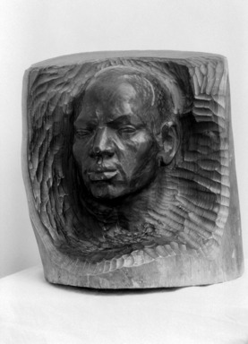 Waldemar Rannus (American, born Estonia, 1880–1944). <em>Le Negre</em>, before 1927. African Blackwood, 15 3/8 × 13 1/4 × 13 3/8 in., 56 lb. (39.1 × 33.7 × 34 cm, 25.4kg). Brooklyn Museum, Museum Collection Fund, 27.740 (Photo: Brooklyn Museum, 27.740_acetate_bw.jpg)