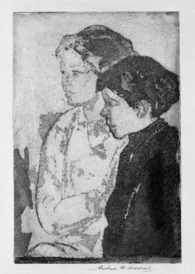 Arthur B. Davies (American, 1862-1928). <em>Brothers</em>, 1917. Aquatint on cream-colored machine-made Japan paper, Sheet: 11 15/16 x 8 9/16 in. (30.3 x 21.7 cm). Brooklyn Museum, Frederick Loeser Fund, 28.100 (Photo: Brooklyn Museum, 28.100_bw.jpg)