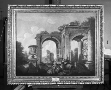 Giovanni Paolo Panini (Italian, 1691-1765). <em>Preaching of a Sibyl</em>. Oil on canvas, 32 x 40 3/16in. (81.3 x 102.1cm). Brooklyn Museum, Bequest of Frank L. Babbott, 28.284 (Photo: Brooklyn Museum, 28.284_framed_bw.jpg)