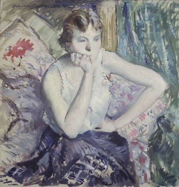 Adolphe Borie (American, 1877-1934). <em>Girl Meditating</em>, 1916. Oil on canvas, 26 x 25 in. (66 x 63.5 cm). Brooklyn Museum, Museum Collection Fund, 28.421 (Photo: Brooklyn Museum, 28.421_transp3341.jpg)