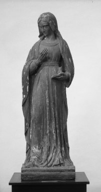 Unknown. <em>Standing Figure of the Madonna - [UNKNOWN]</em>. Wood Brooklyn Museum, Lydia Richardson Babbott Fund, 29.1072. Creative Commons-BY (Photo: Brooklyn Museum, 29.1072_bw.jpg)
