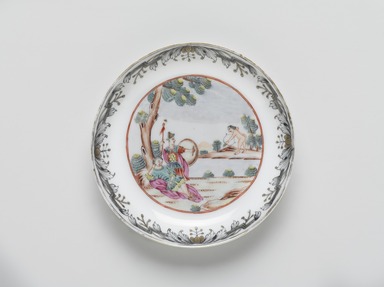  <em>Saucer</em>, 18th century. Porcelain, glaze, polychrome enamels, gold enamel, 3/4 × 4 5/8 in. (1.9 × 11.7 cm). Brooklyn Museum, Bequest of Samuel E. Haslett, 29.1460.2. Creative Commons-BY (Photo: , 29.1460.2_PS9.jpg)