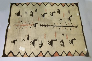 Navajo. <em>Pictorial-style Blanket</em>, 1880-1890. Wool, 76 x 57 in.  (193.0 x 144.8 cm). Brooklyn Museum, Gift of John Condon, 30.1068.1. Creative Commons-BY (Photo: Brooklyn Museum, 30.1068.1_PS5.jpg)