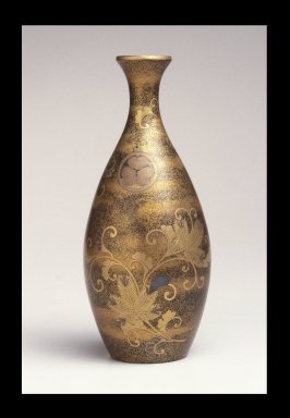  <em>Sake Bottle</em>, 18th century. Lacquer inlaid with gold and other metals, 8 11/16 x 3 11/16 in. (22 x 9.3 cm). Brooklyn Museum, Gift of Mrs. Frederic B. Pratt, 30.1463. Creative Commons-BY (Photo: Brooklyn Museum, 30.1463_SL1.jpg)