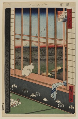 Utagawa Hiroshige (Japanese, 1797-1858). <em>Asakusa Ricefields and Torinomachi Festival, No. 101 from One Hundred Famous Views of Edo</em>, 11th month of 1857. Woodblock print, Sheet: 14 3/16 x 9 1/4 in. (36 x 23.5 cm). Brooklyn Museum, Gift of Anna Ferris, 30.1478.101 (Photo: Brooklyn Museum, 30.1478.101_PS20.jpg)