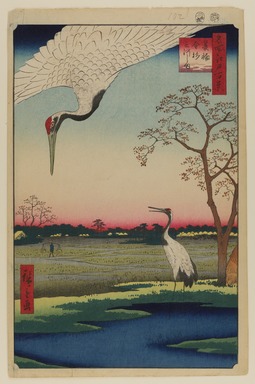 Utagawa Hiroshige (Japanese, 1797–1858). <em>Minowa, Kanasugi, Mikawashima, No. 102 from One Hundred Famous Views of Edo</em>, 5th month of 1857. Woodblock print, Sheet: 14 3/16 x 9 1/4 in. (36 x 23.5 cm). Brooklyn Museum, Gift of Anna Ferris, 30.1478.102 (Photo: Brooklyn Museum, 30.1478.102_PS20.jpg)