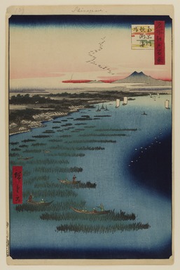 Utagawa Hiroshige (Japanese, 1797-1858). <em>Minami-Shinagawa and Samezu Coast, No. 109 from One Hundred Famous Views of Edo</em>, 2nd month of 1857. Woodblock print, Sheet: 14 3/16 x 9 1/4 in. (36 x 23.5 cm). Brooklyn Museum, Gift of Anna Ferris, 30.1478.109 (Photo: Brooklyn Museum, 30.1478.109_PS20.jpg)